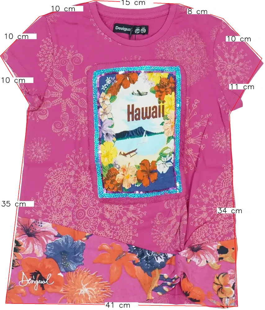 Rózsaszín Desigual Póló EU 140 / UK 10 év / US 10 év/L