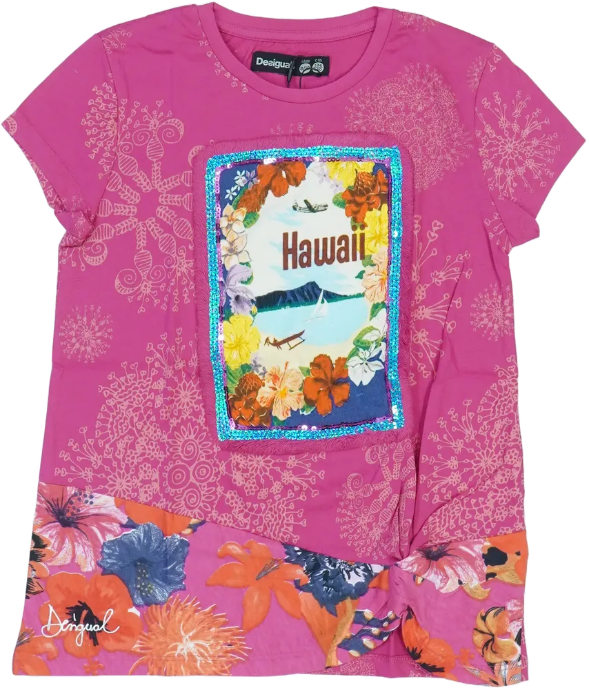 Rózsaszín Desigual Póló EU 140 / UK 10 év / US 10 év/L