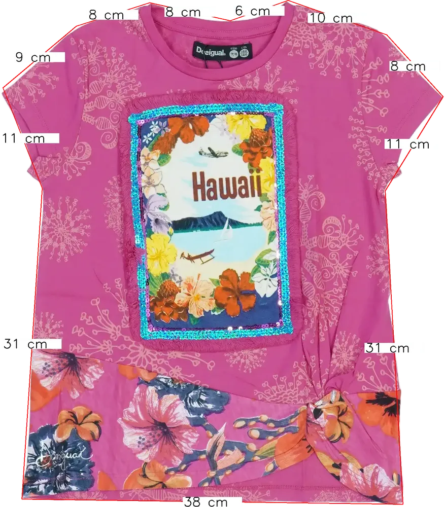 Rózsaszín Desigual Póló EU 128 / UK 8 év / US 8 év/M