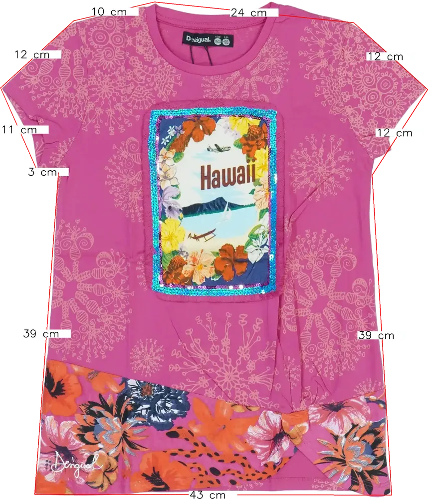 Rózsaszín Desigual Póló EU 152 / UK 12 év / US 12 év/L