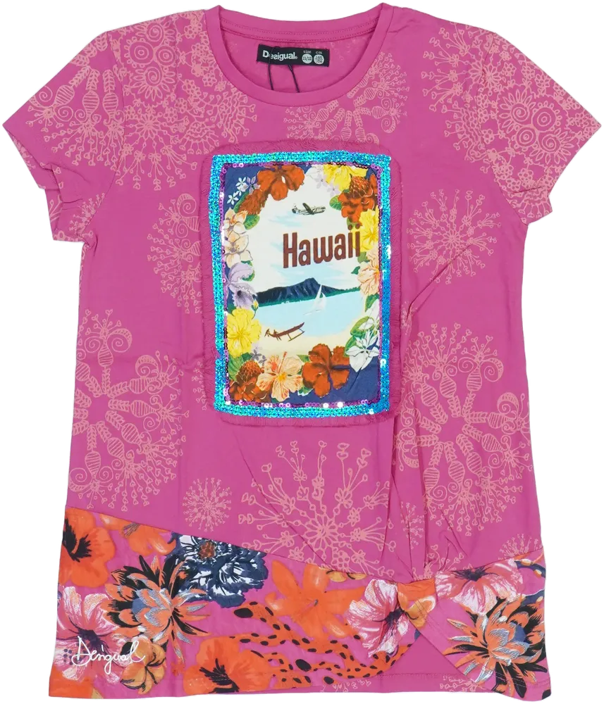 Rózsaszín Desigual Póló EU 152 / UK 12 év / US 12 év/L