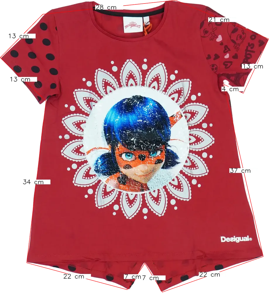 Piros Desigual Póló EU 152 / UK 12 év / US 12 év/L