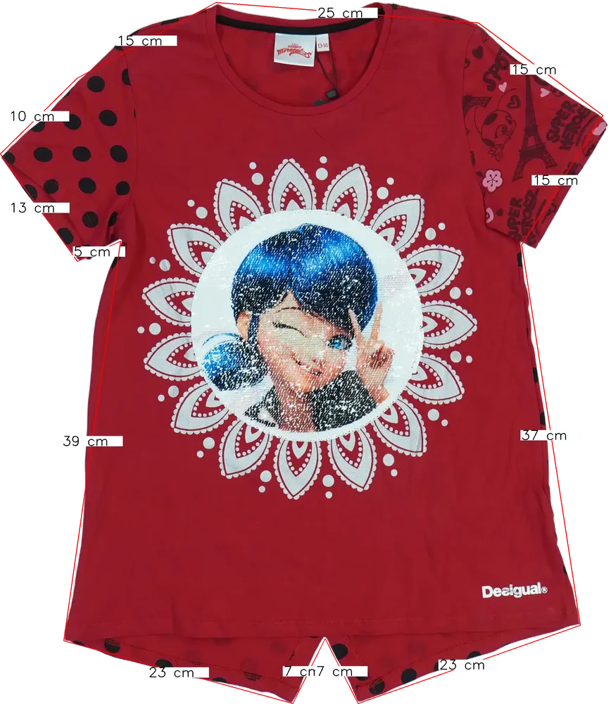 Piros Desigual Póló EU 164 / UK 14 év / US 14 év/XL