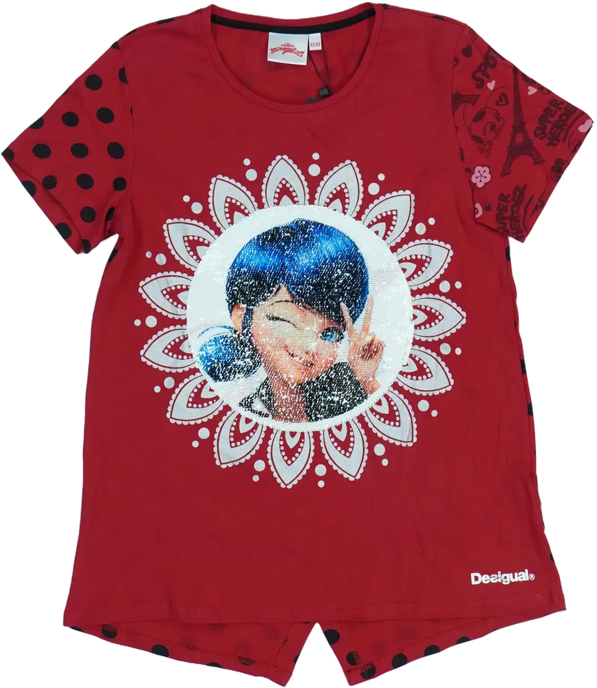 Piros Desigual Póló EU 164 / UK 14 év / US 14 év/XL