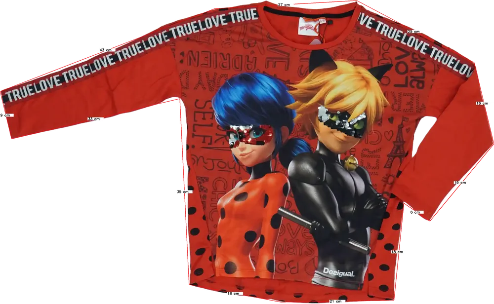 Piros Desigual Hosszú ujjú felső EU 140 / UK 10 év / US 10 év/L