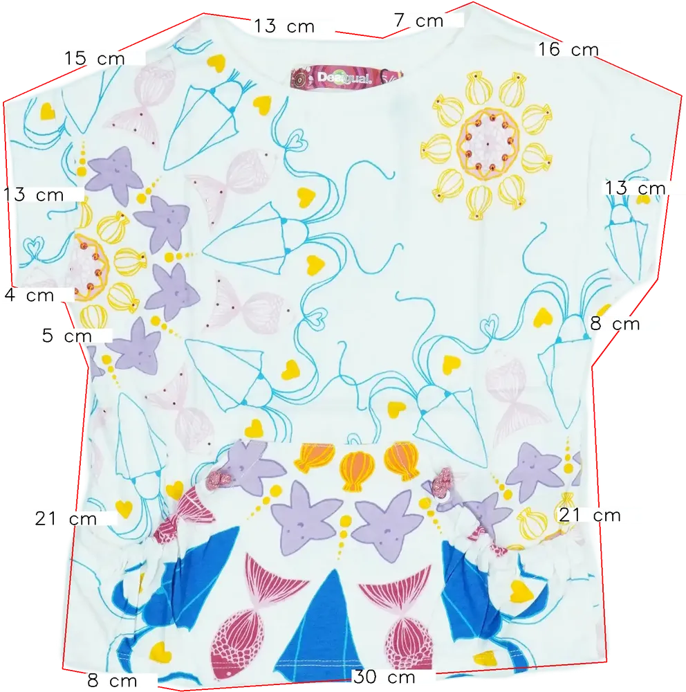 Fehér Desigual Póló EU 116 / UK 6 év / US 6 év/S