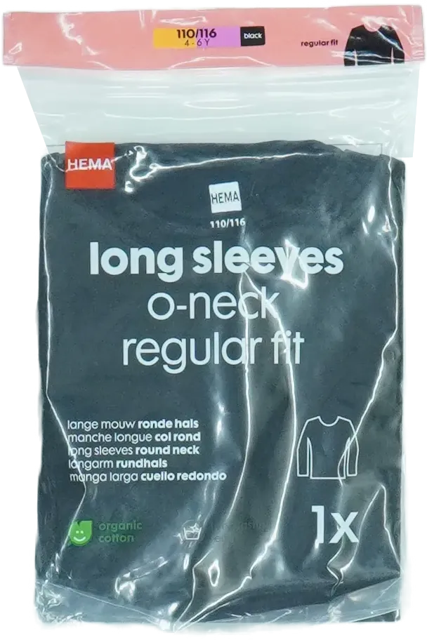 Fekete Hema Hosszú ujjú felső EU 116 / UK 6 év / US 6 év/S