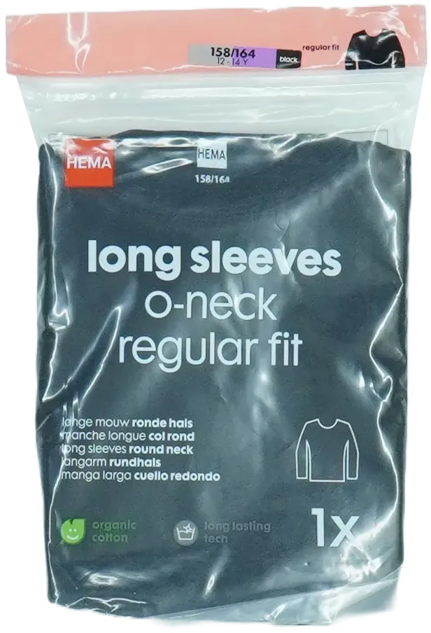 Fekete Hema Hosszú ujjú felső EU 164 / UK 14 év / US 14 év/XL