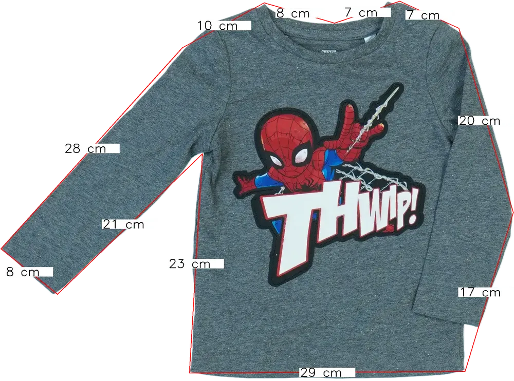 Szürke Marvel Hosszú ujjú felső EU 92 / UK 2 év / US 2T