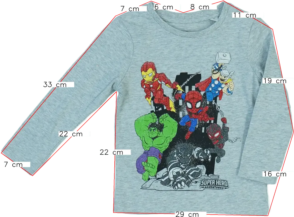 Szürke Marvel Hosszú ujjú felső EU 92 / UK 2 év / US 2T