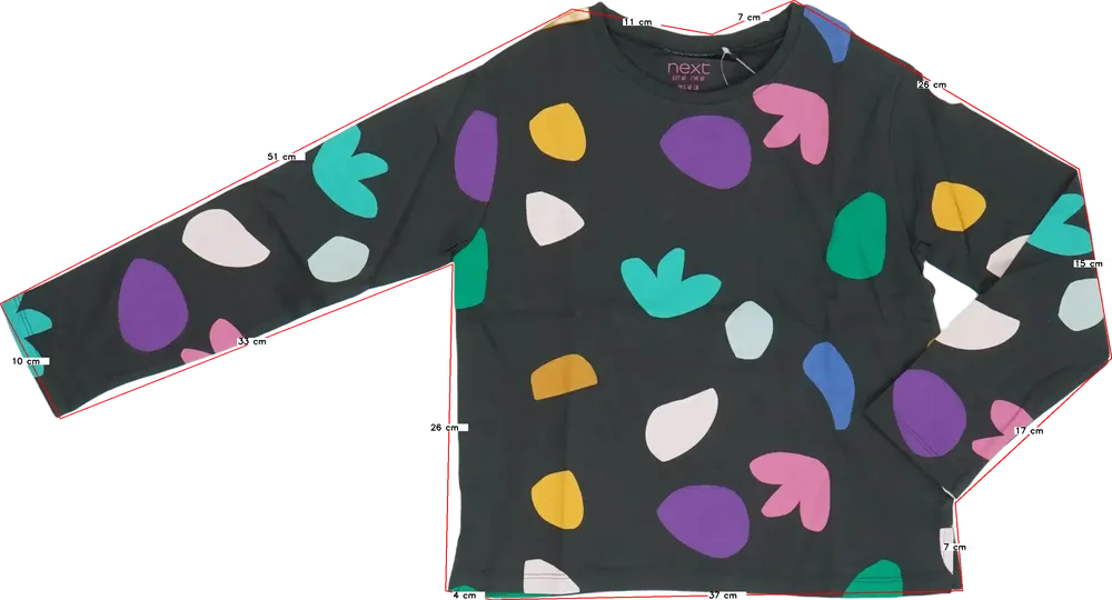 Fekete Next Hosszú ujjú felső EU 122 / UK 7 év / US 7 év/M